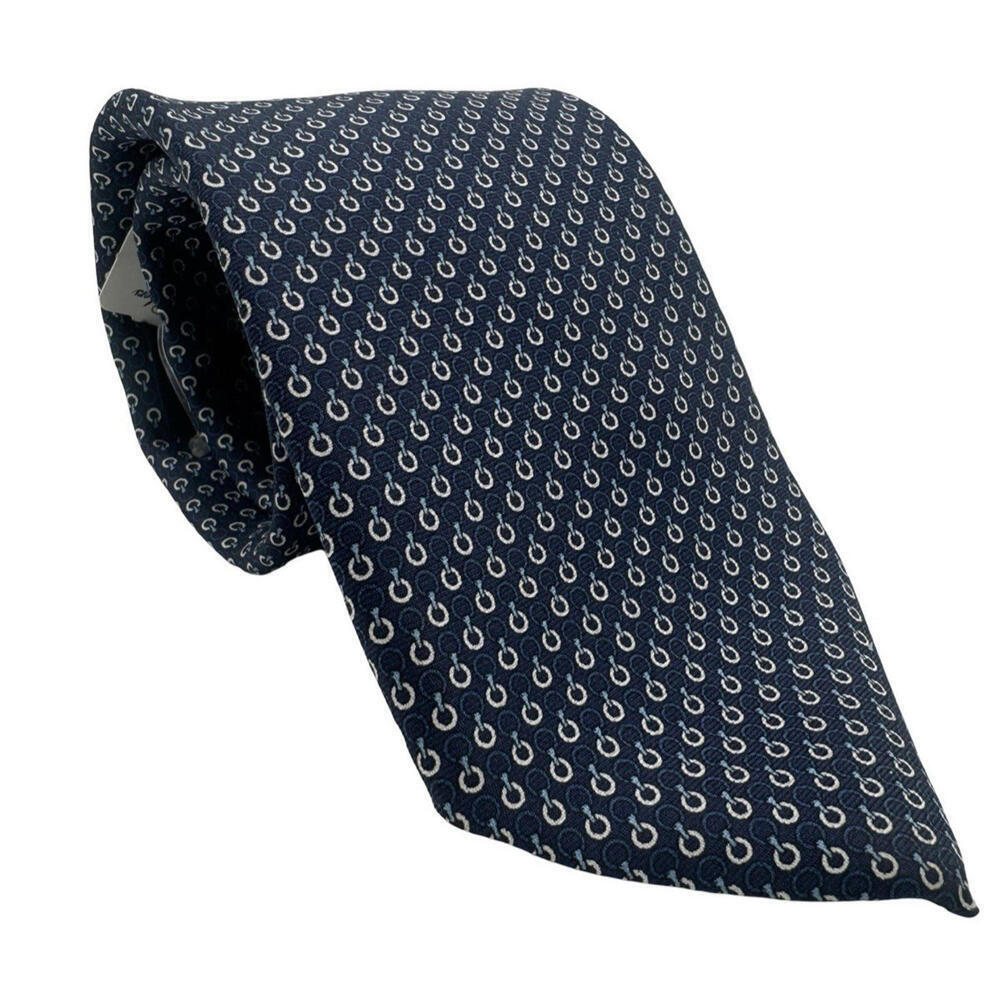 Brooks Brothers 100% Silk Geometric Neck Tie Blue White 3.25" x 60"